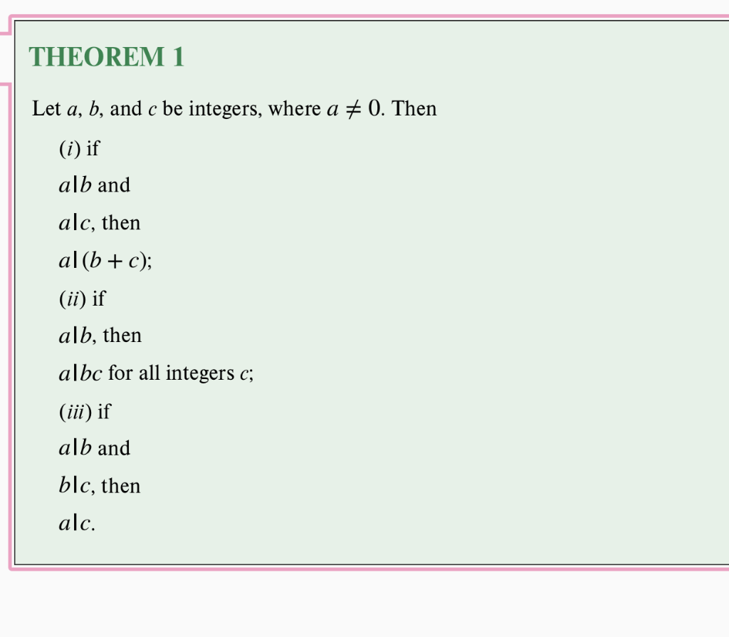 THEOREM 1 Let A, B, And C Be Integers, Where A = 0. | Chegg.com