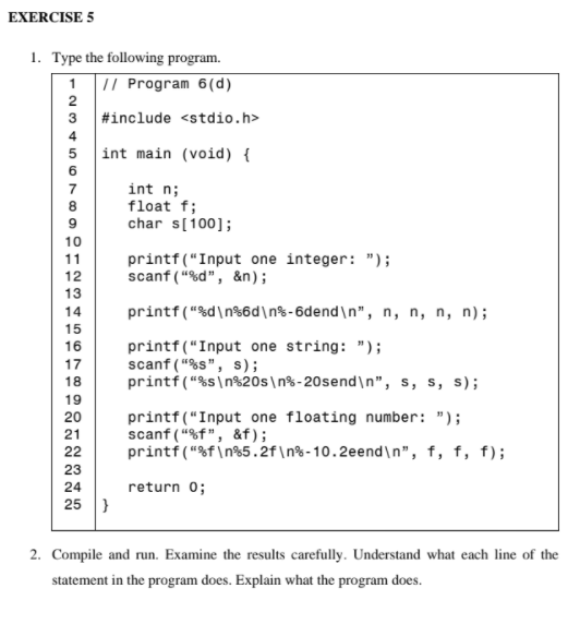 Solved EXERCISE 4 1. Type the following program. 117 Program | Chegg.com