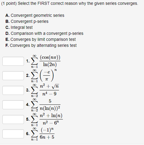 (1 Point) Select The FIRST Correct Reason Why The | Chegg.com