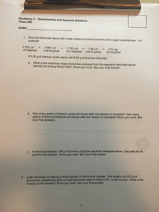 Solved Bromine trifluoride reacts with metal oxides to