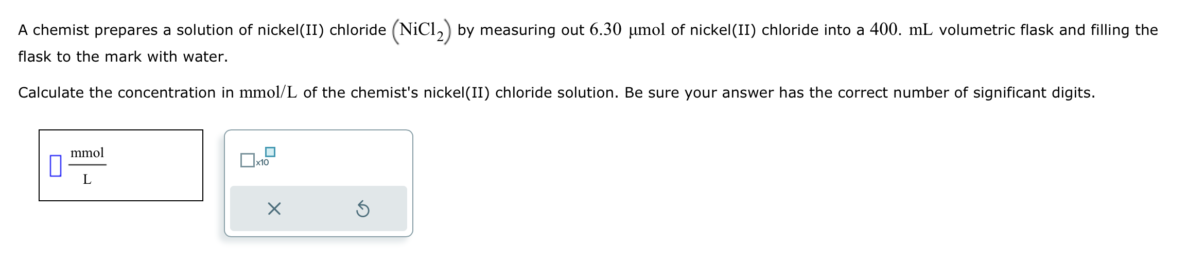 Solved A chemist prepares a solution of nickel(II) chloride | Chegg.com