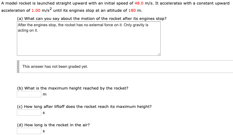 Solved A model rocket is launched straight upward with an | Chegg.com