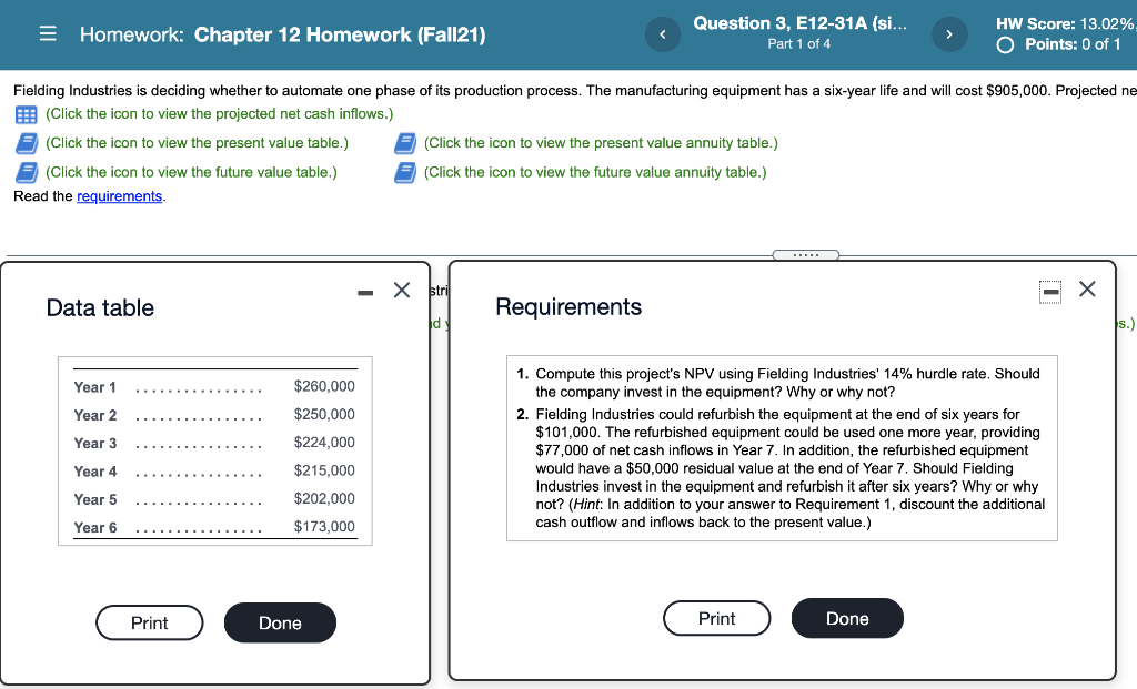 Solved = Homework: Chapter 12 Homework (Fall21) Question 3, | Chegg.com