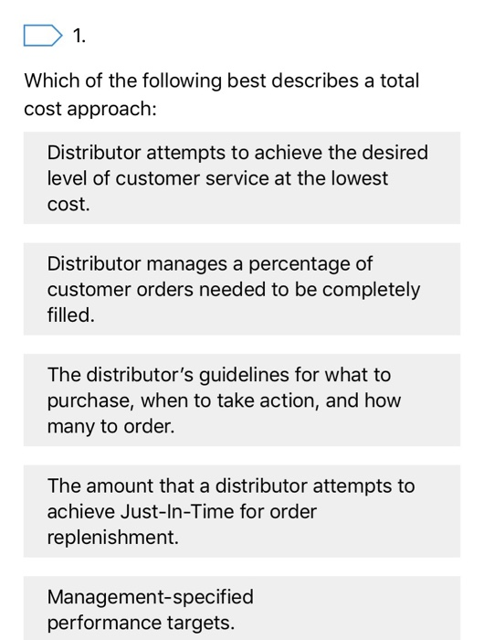 Solved 1 Which of the following best describes a total cost