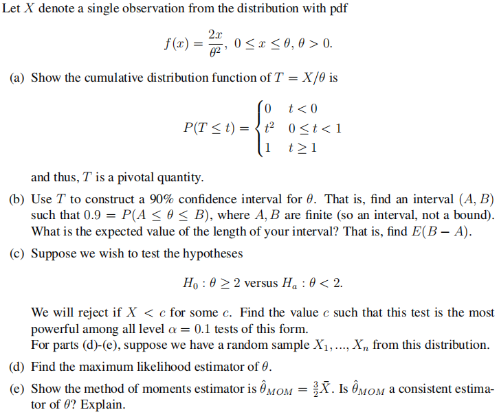 Solved Let X Denote A Single Observation From The Distrib Chegg Com