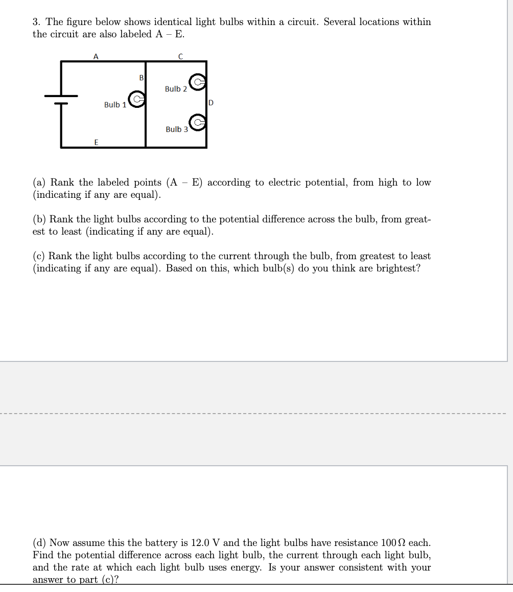 Solved 3. The Figure Below Shows Identical Light Bulbs | Chegg.com