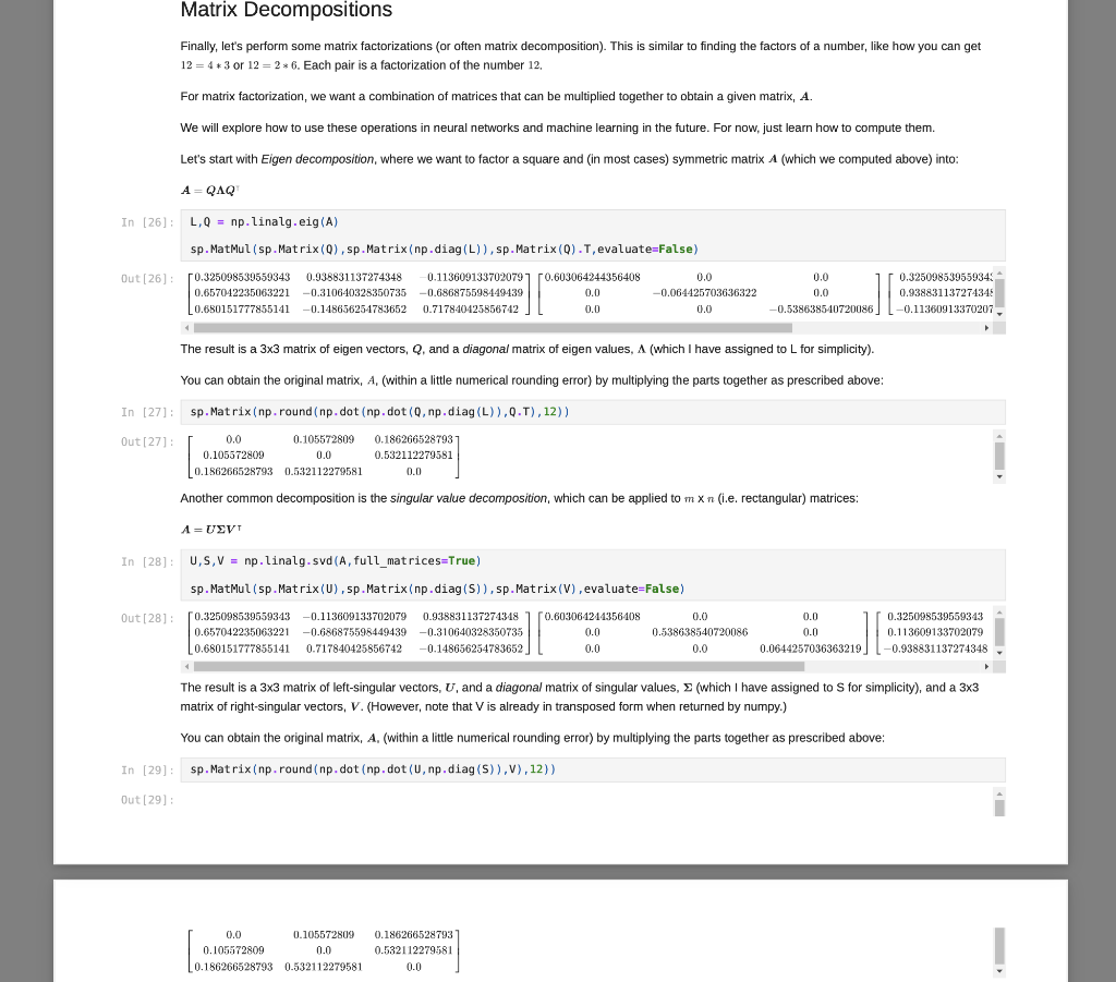 Solved Matrix Decompositions Finally, let's perform some | Chegg.com