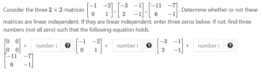 Solved -1 -2 3 11 Consider the three 2 x 2-matrices | Chegg.com