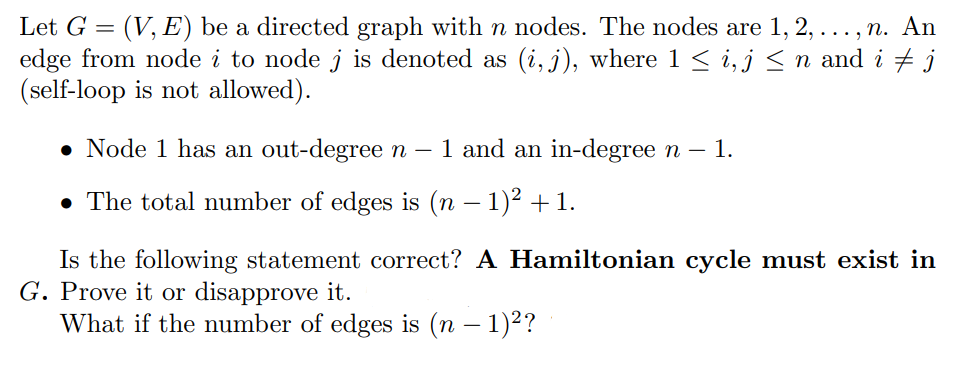 Solved Let G = (V, E) be a directed graph with n nodes. The | Chegg.com