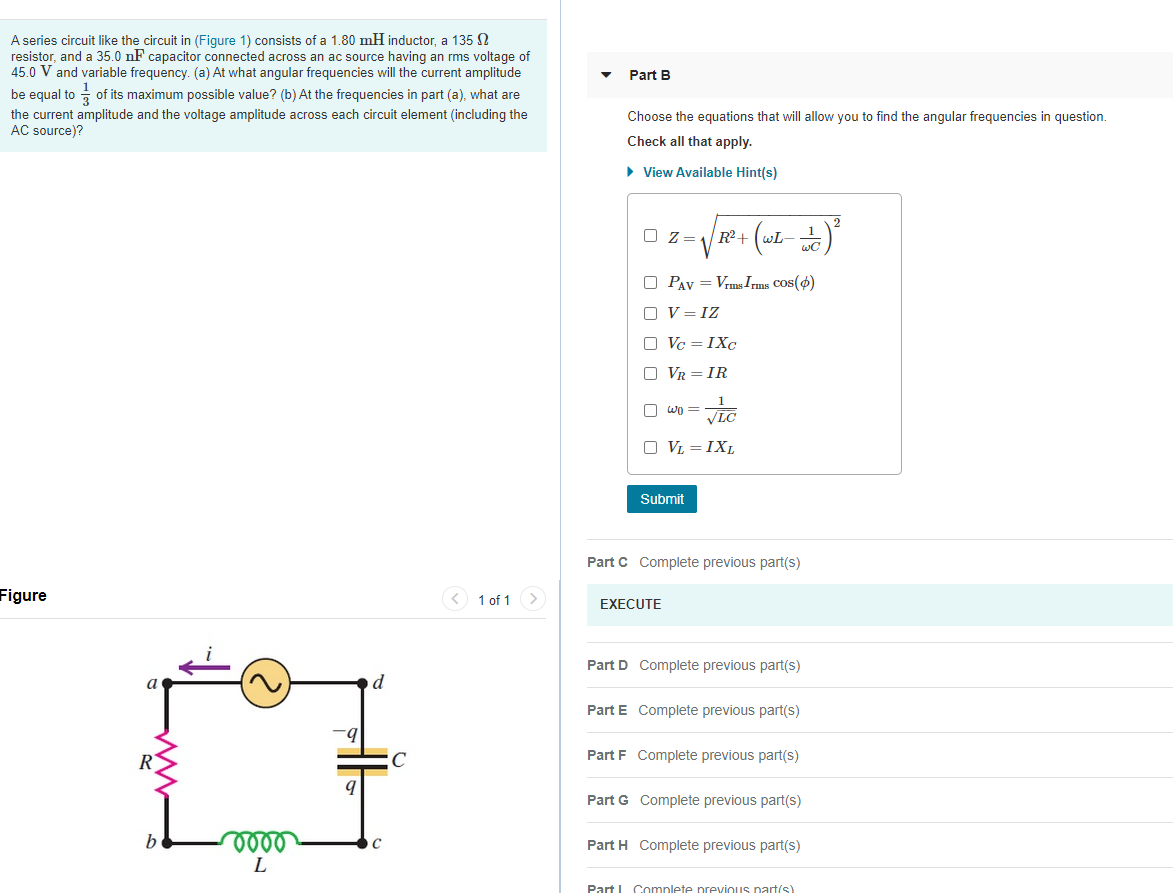 Solved Part B A Series Circuit Like The Circuit In (Figure | Chegg.com