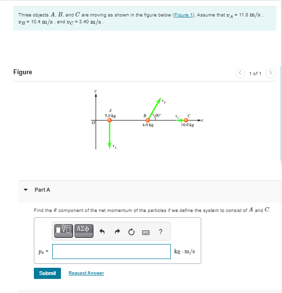 Solved Three Objects A,B, And C Are Moving As Shown In The | Chegg.com