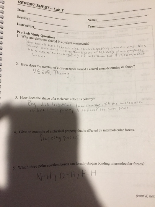 Solved REPORT SHEET-Lab 7 Date: Section: Instructor: Pre-Lab | Chegg.com