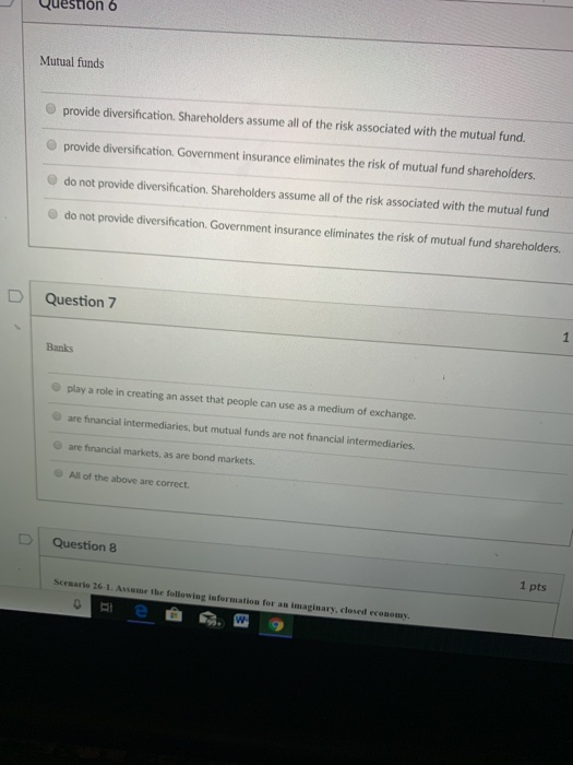 Solved questión 6 Mutual funds O provide diversification. | Chegg.com