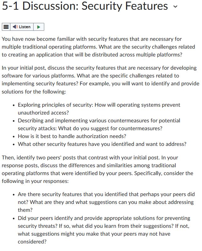 Solved 5-1 Discussion: Security Features You Have Now Become | Chegg.com