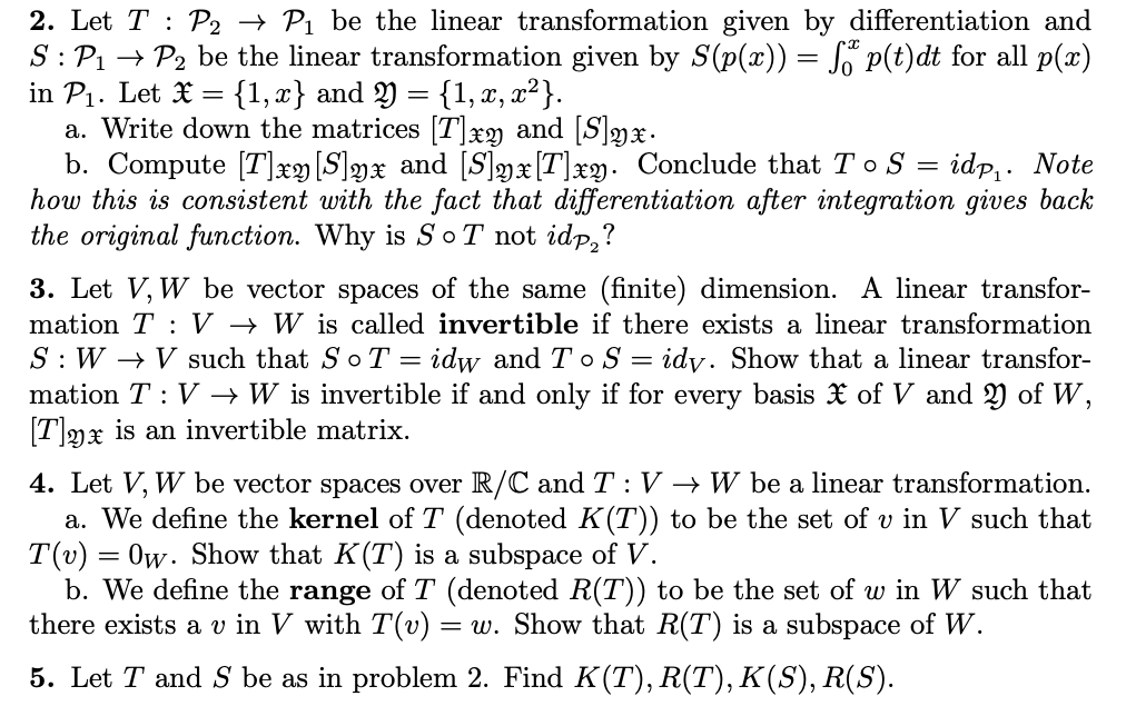 Solved 2 Let T P2 P1 Be The Linear Transformation Given Chegg Solved 2 Let T P2 P1 Be The Linear Transformation Given Chegg