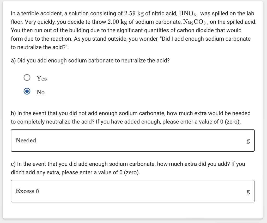 Solved In a terrible accident, a solution consisting of 2.59 | Chegg.com