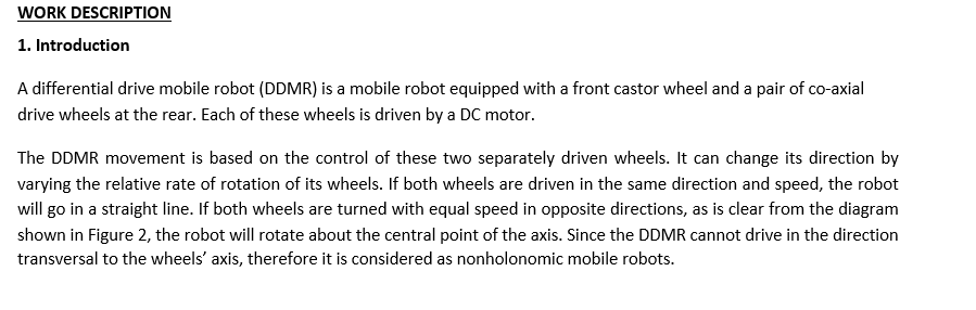 Solved WORK DESCRIPTION 1. Introduction A differential drive | Chegg.com