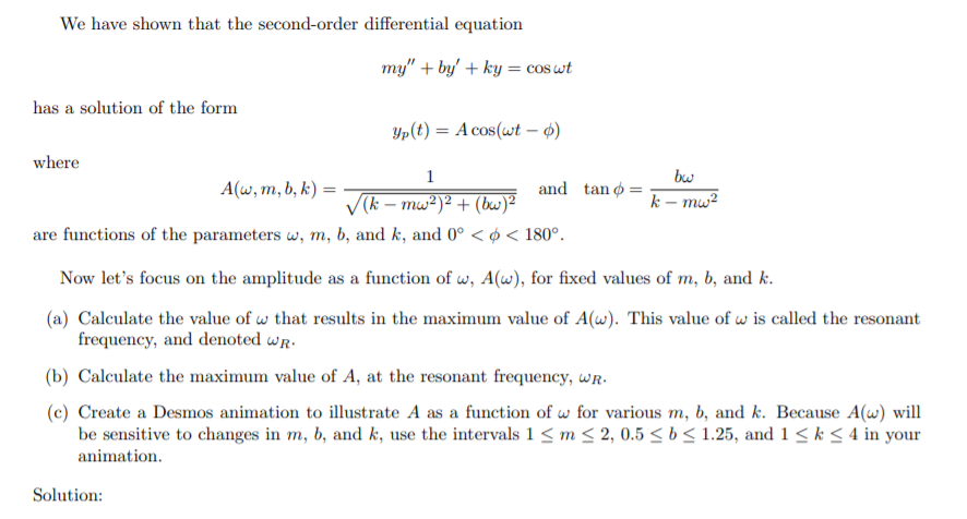Solved We have shown that the second-order differential | Chegg.com