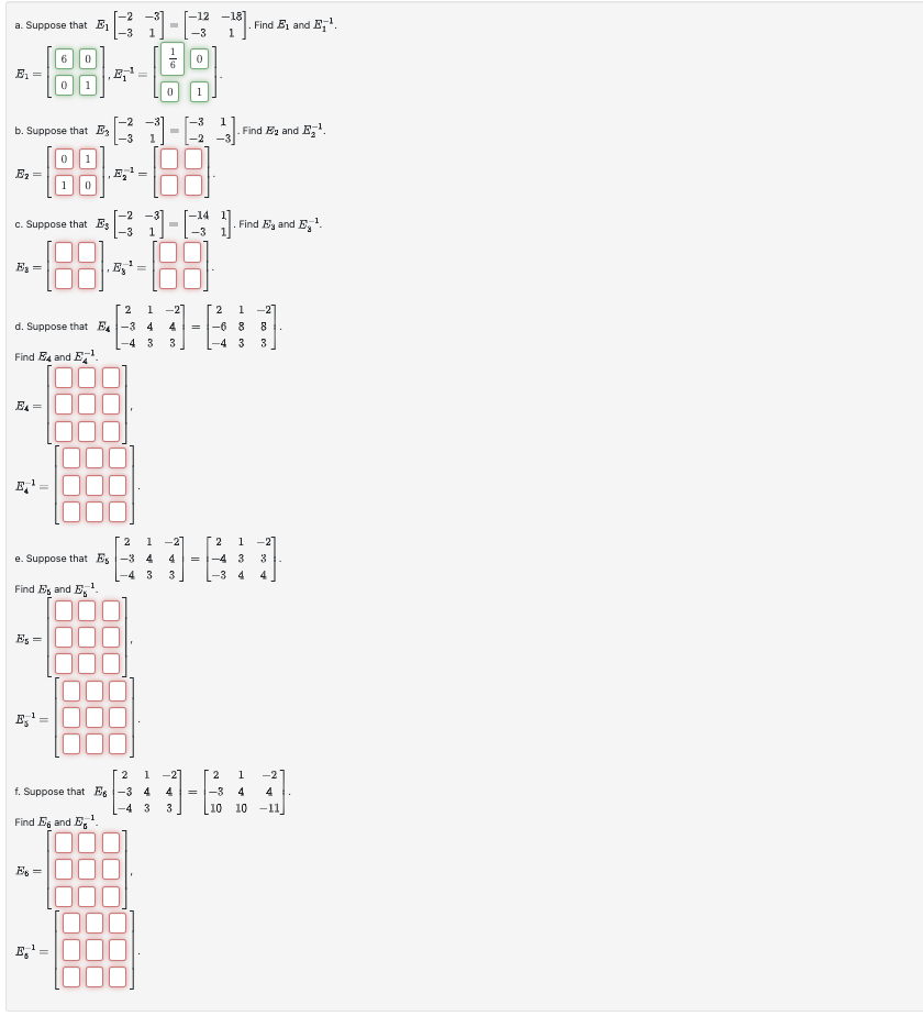 Solved A Suppose That E1 −2−3−31 −12−3−181 Find E1 0378