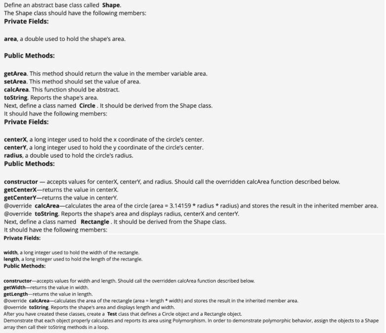 Solved Define An Abstract Base Class Called Shape. The Shape | Chegg.com