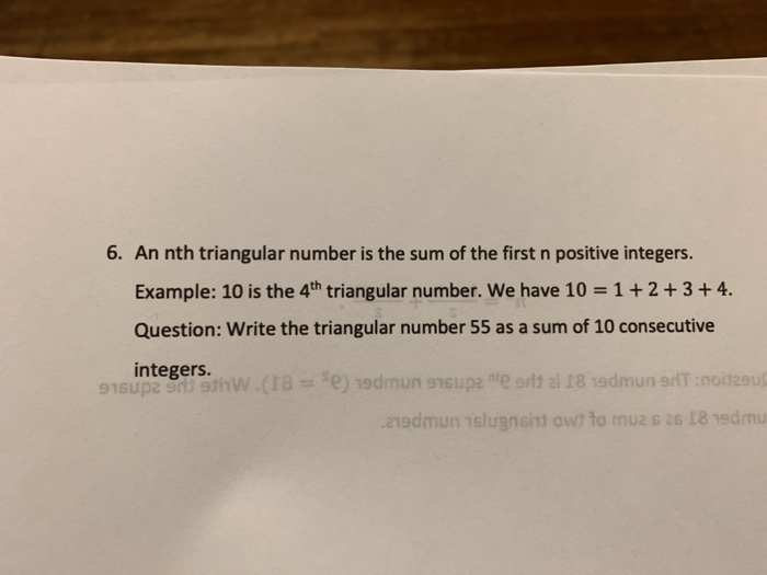 Solved 6. An nth triangular number is the sum of the first n