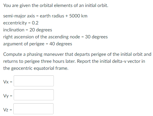 You are given the orbital elements of an initial | Chegg.com