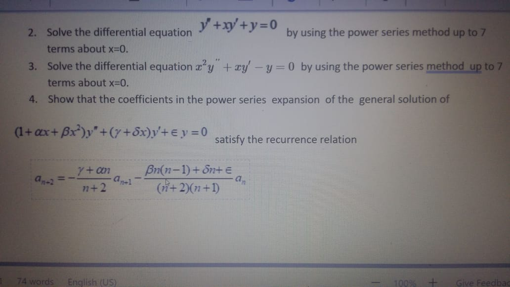 Solved 2. Solve the differential equation y'+xy'+y=0 by | Chegg.com