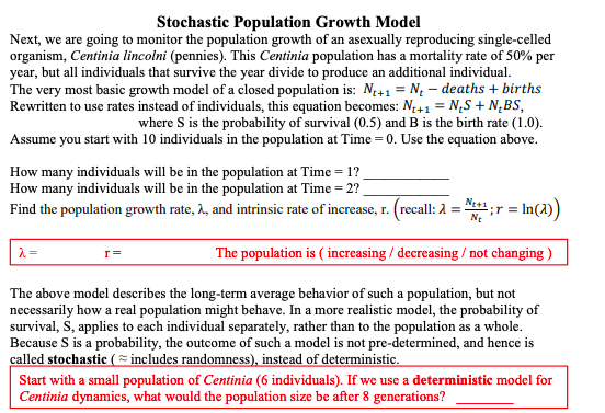 Solved Stochastic Population Growth Model Next, We Are Going | Chegg.com