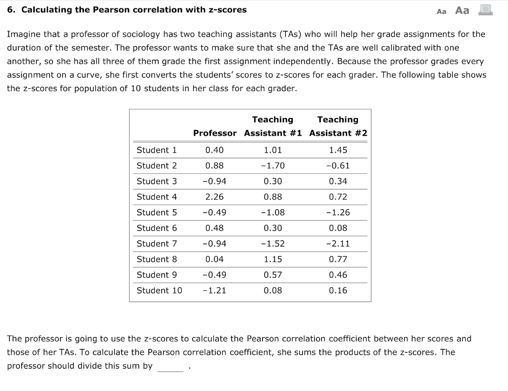 6. Calculating the Pearson correlation with zscores