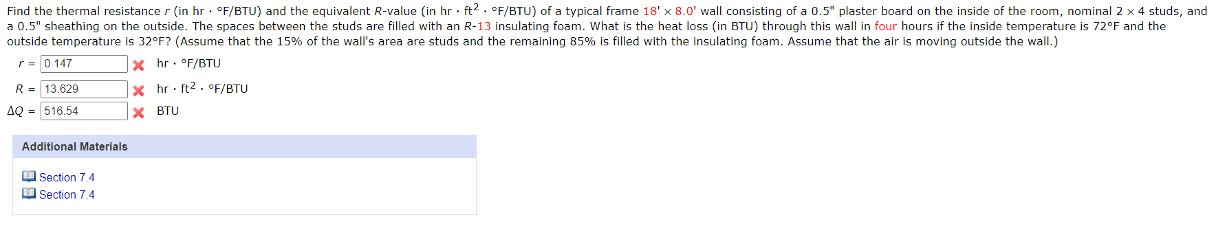 Solved Find the thermal resistance r in hr · °F/BTU) and the | Chegg.com