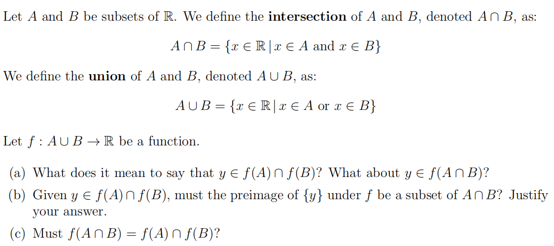 Solved Let A And B Be Subsets Of R. We Define The | Chegg.com