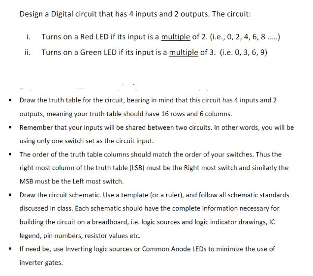 Solved Design a Digital circuit that has 4 inputs and 2 | Chegg.com