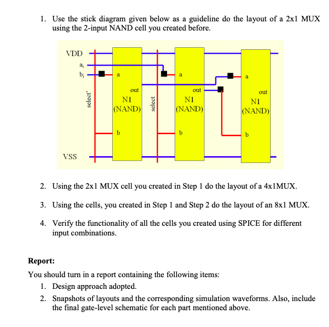 Solved 1. Use the stick diagram given below as a guideline | Chegg.com