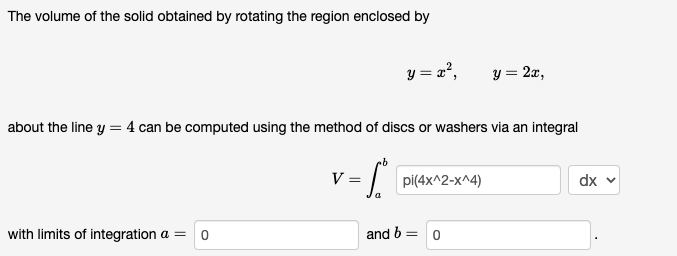 Solved The Volume Of The Solid Obtained By Rotating The | Chegg.com