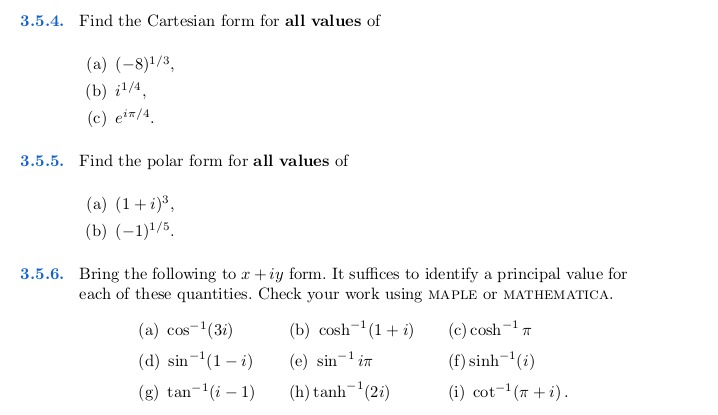 Answer In Cartesian Form Solved 3.5.4. Find the Cartesian form for all values of (a) | Chegg.com