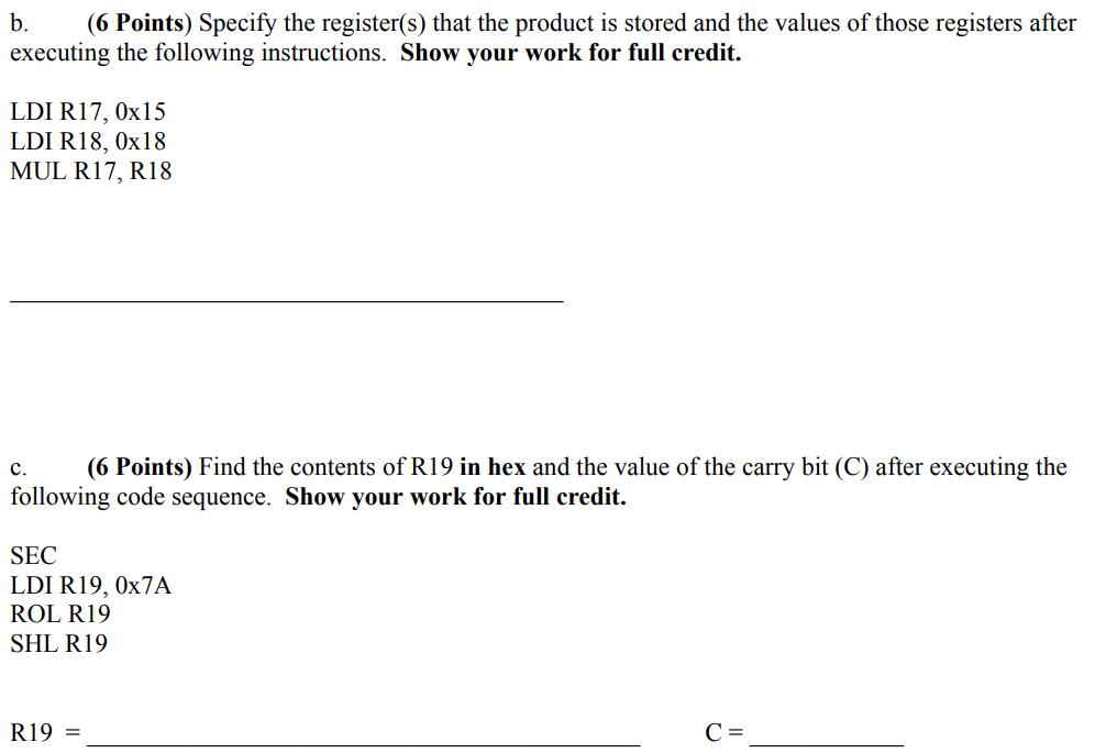 b. (6 Points) Specify the register(s) that the | Chegg.com