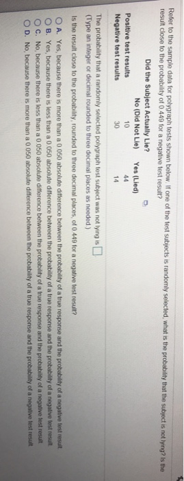 Solved Refer To The Sample Data For Polygraph Tests Shown 