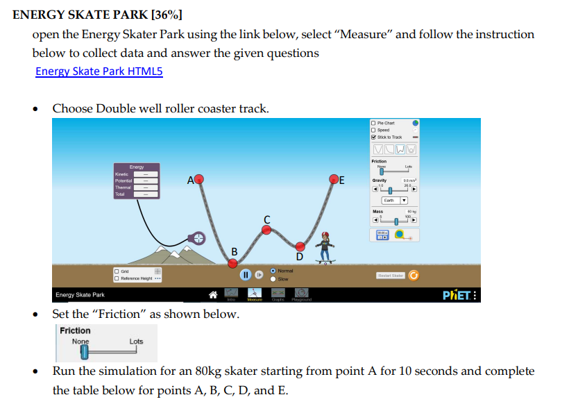 Solved ENERGY SKATE PARK [36\%] open the Energy Skater Park | Chegg.com