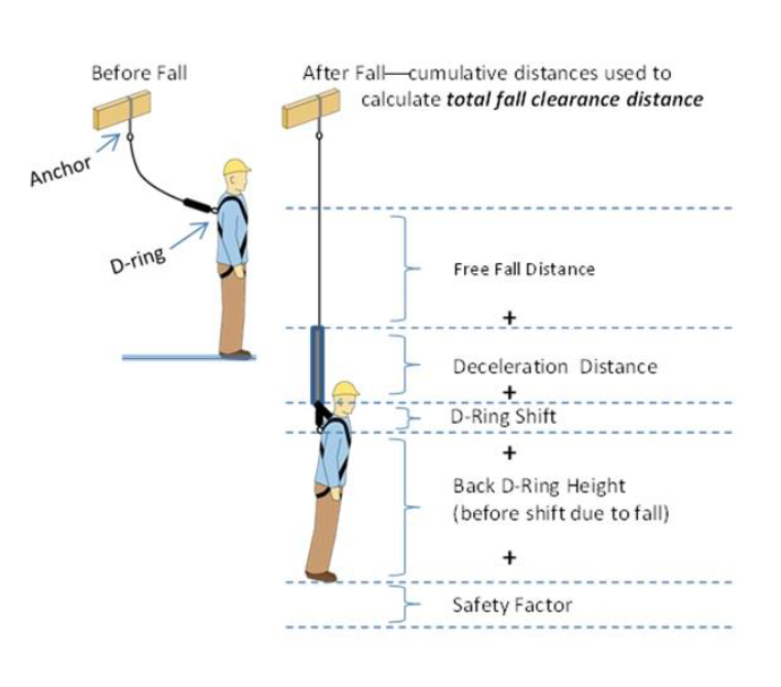 Solved 3 - Calculating Free Fall clearance Distance A worker | Chegg.com