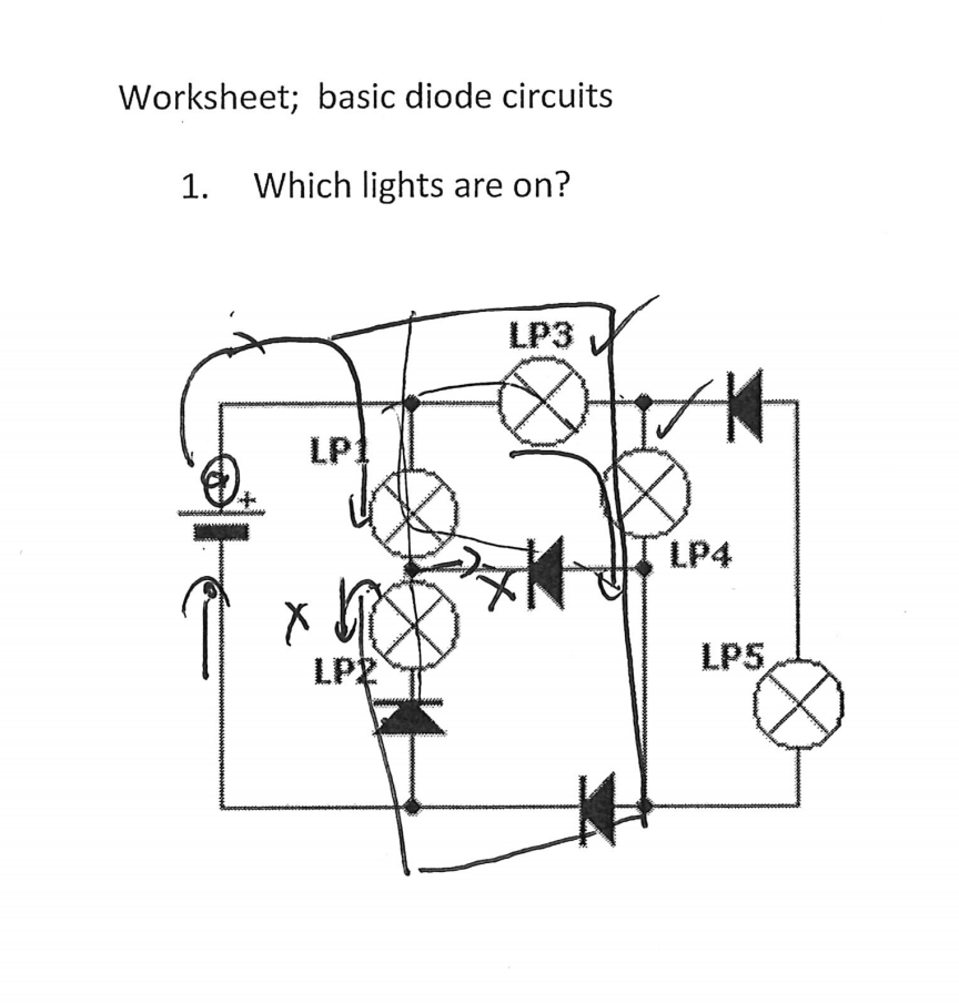 Solved Worksheet; basic diode circuits 1. Which lights are