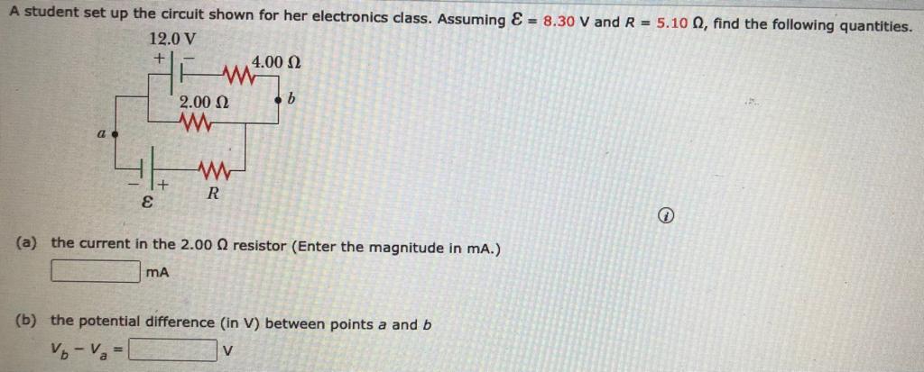 Solved A Student Set Up The Circuit Shown For Her | Chegg.com