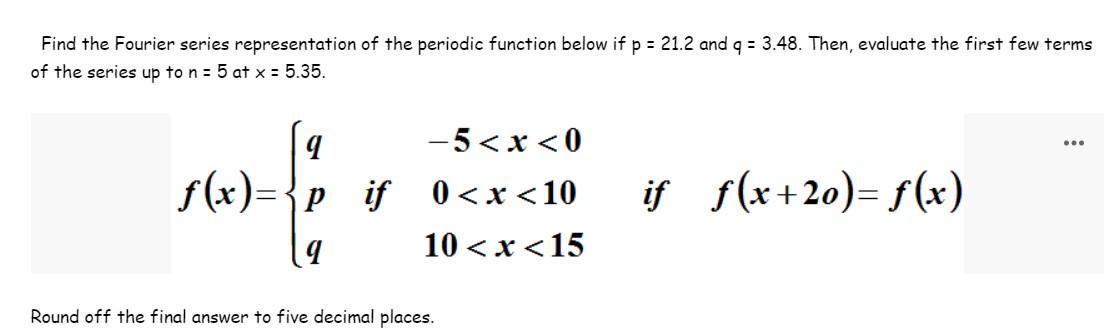 Solved Find The Fourier Series Representation Of The | Chegg.com