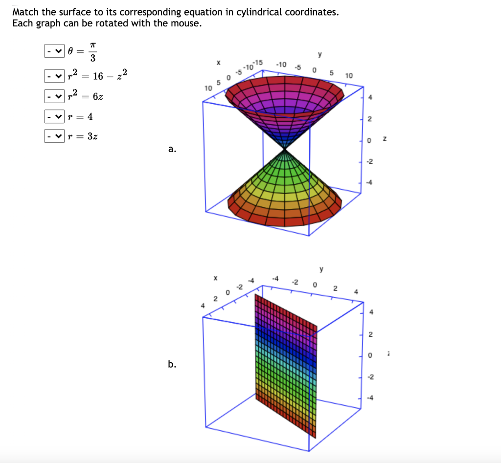 Solved Match the surface to its corresponding equation in | Chegg.com
