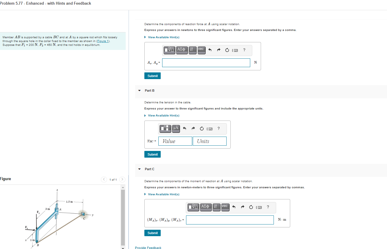 Solved Determine the components of reaction force at A using | Chegg.com