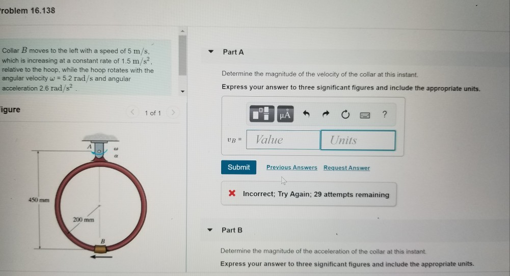 Solved roblem 16.138 Part A Collar B moves to the left with