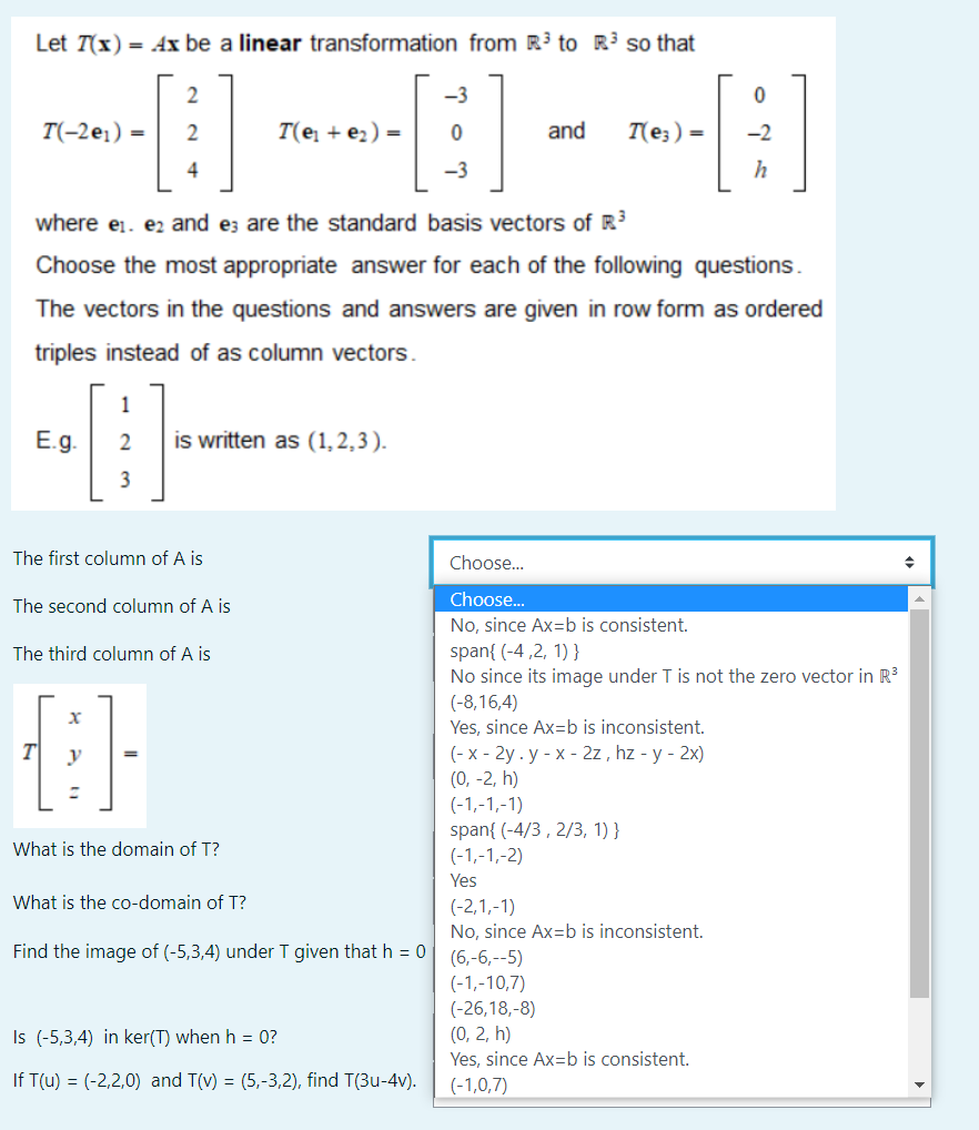 Solved Let T(x)=Ax Be A Linear Transformation From R3 To R3 | Chegg.com