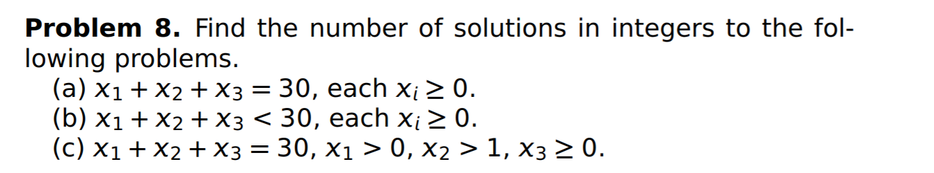 Solved Problem 8. Find the number of solutions in integers | Chegg.com