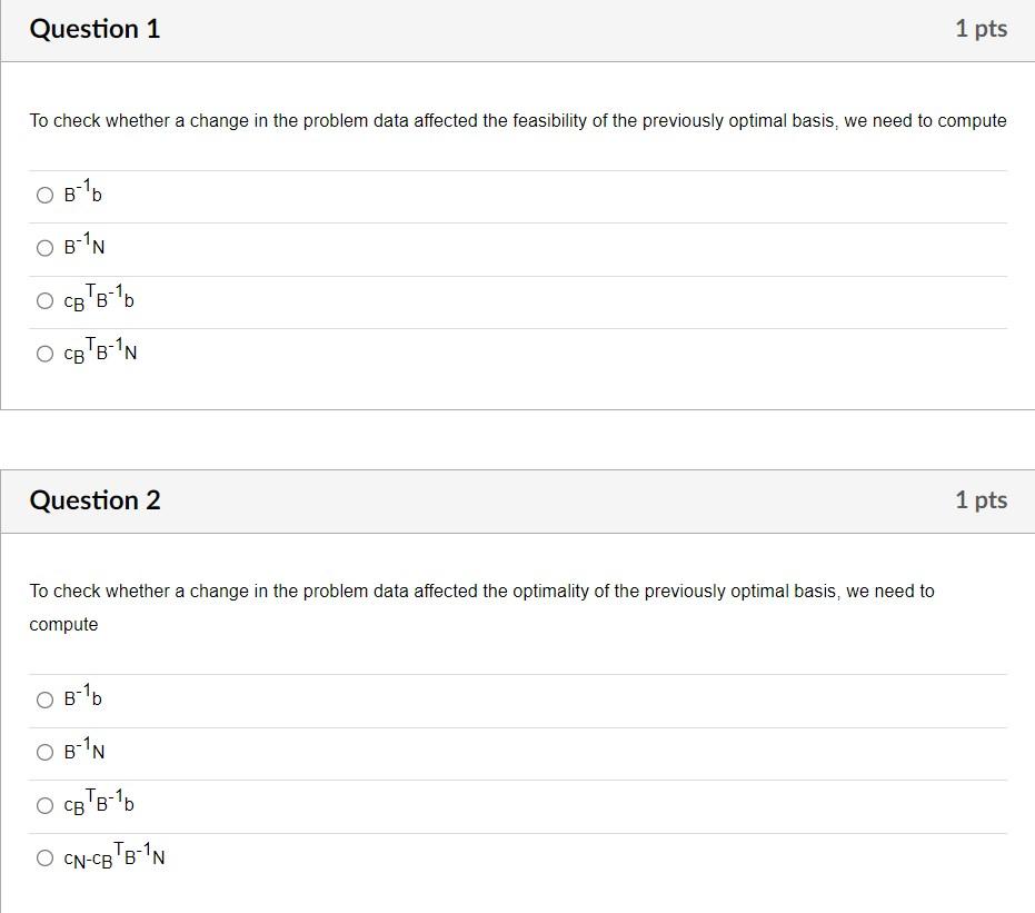 Solved To Check Whether A Change In The Problem Data | Chegg.com