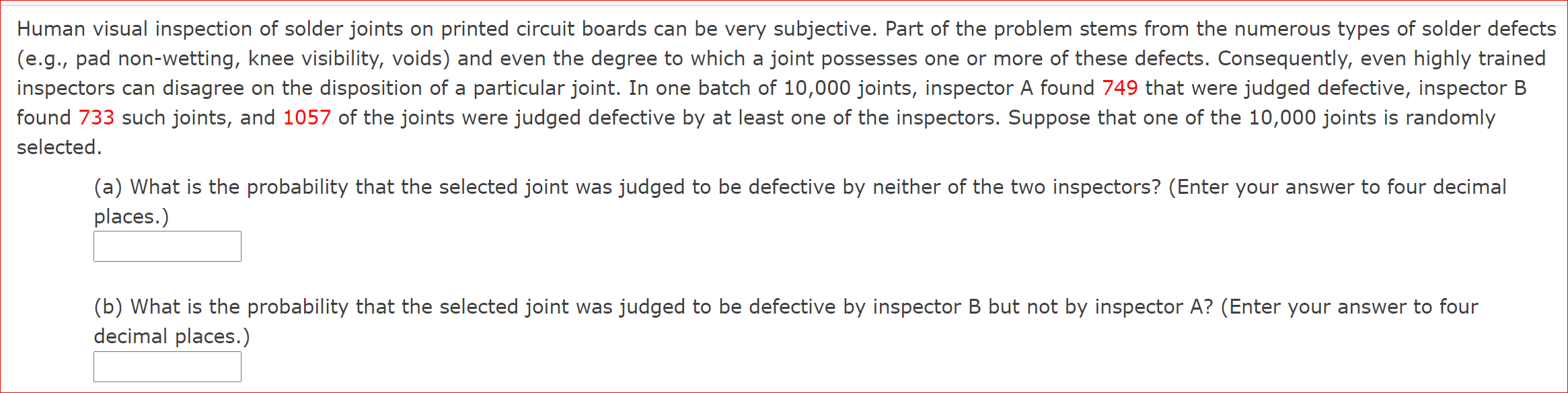 Solved Human visual inspection of solder joints on printed
