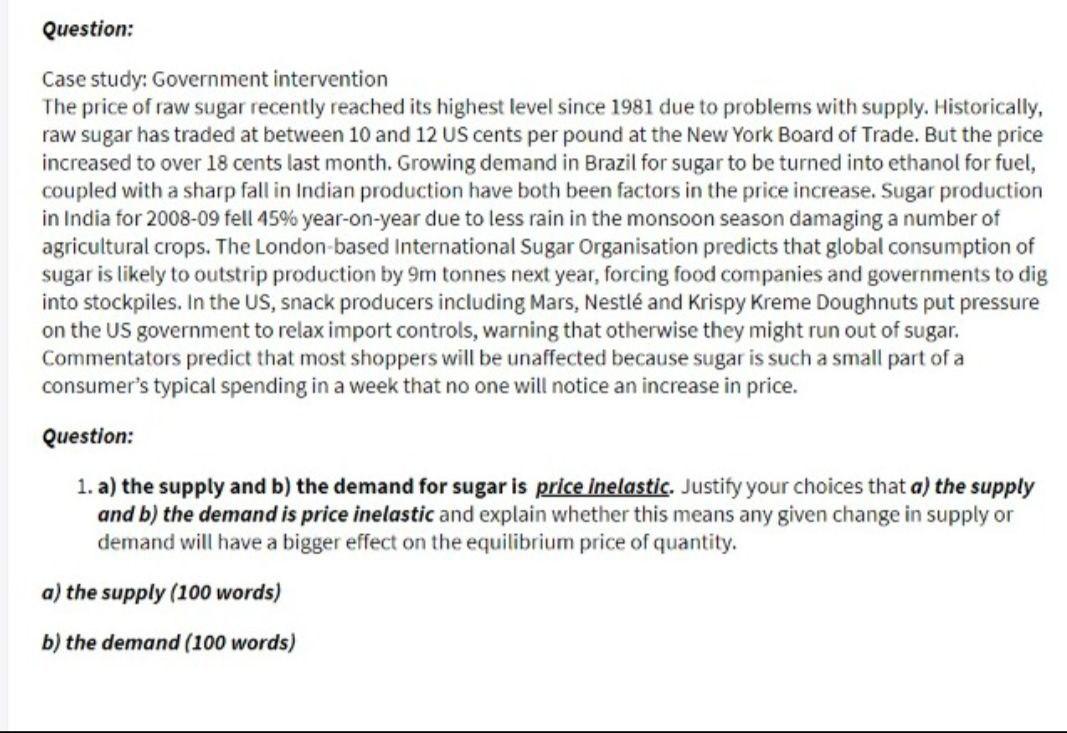 case study 1 government intervention